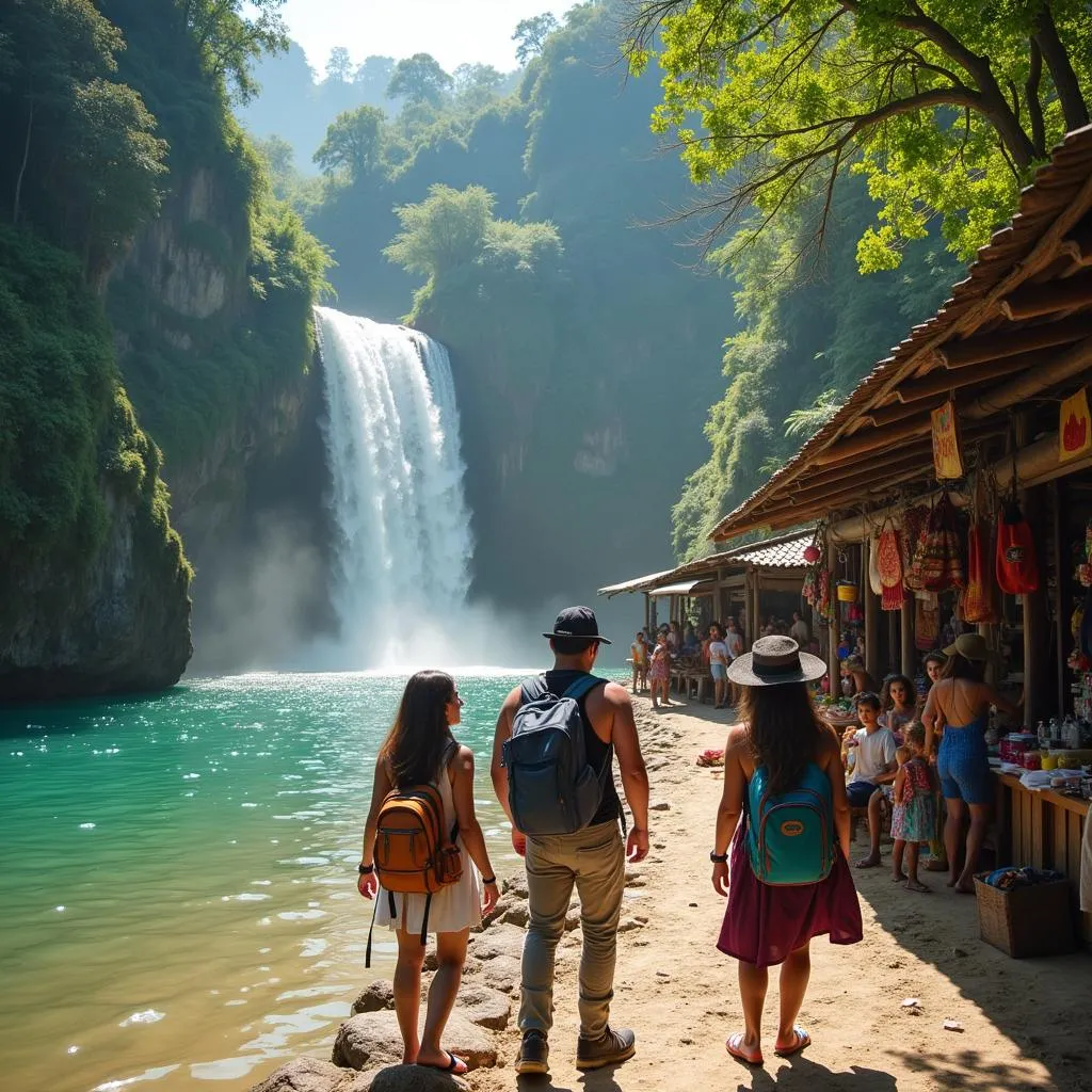 Tourists discovering a hidden gem