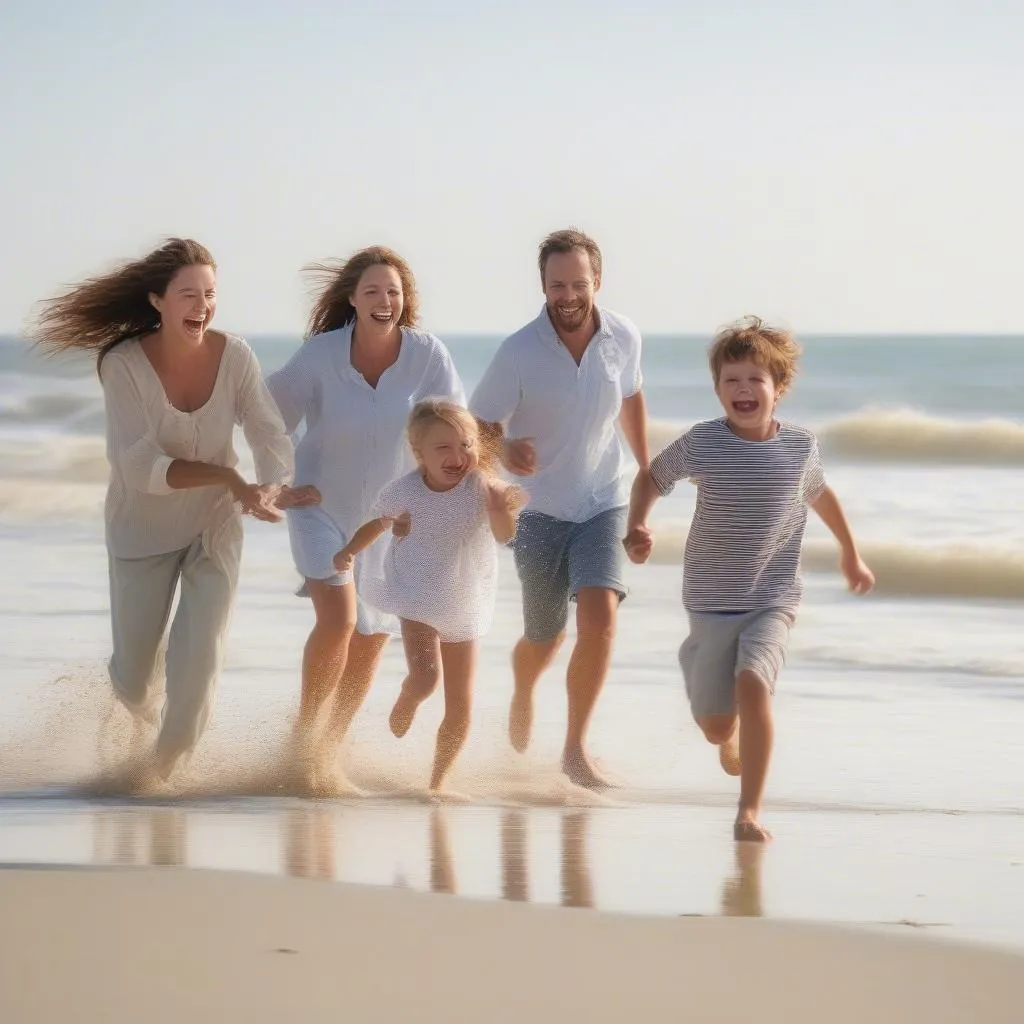 Family enjoying a beach vacation