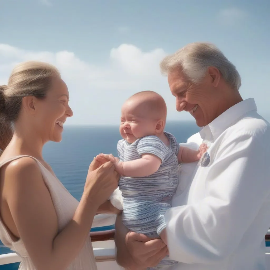 Family traveling on a cruise ship