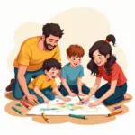 Family enjoying a fun drawing session