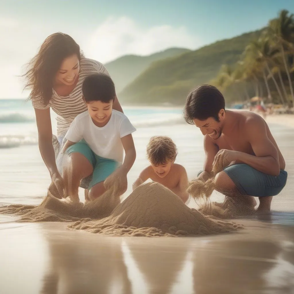 Family Enjoying Beach Vacation