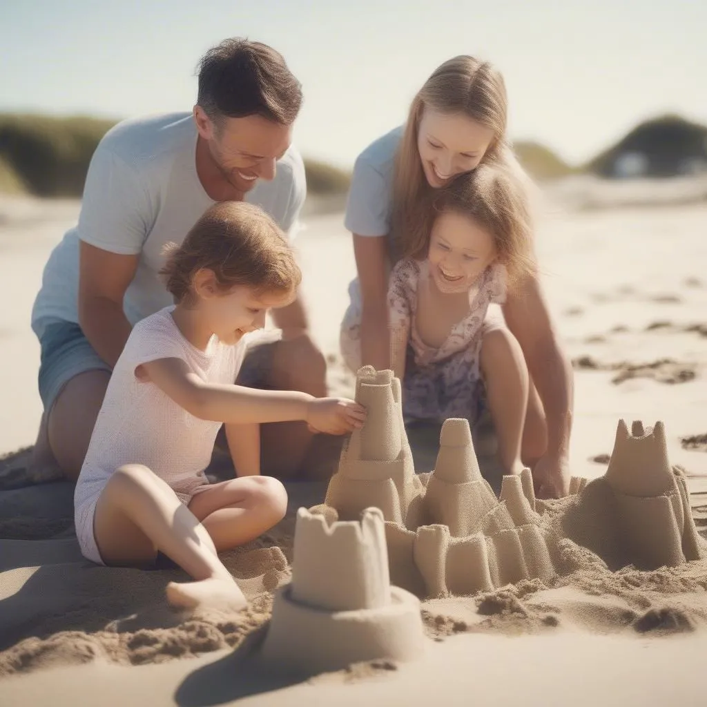 Family enjoying beach vacation