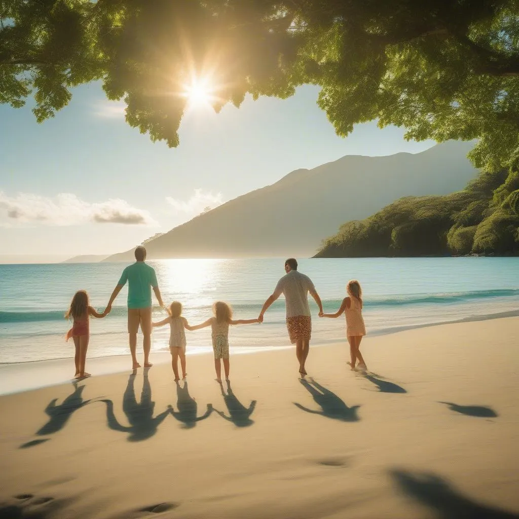 Family enjoying the beach in Costa Rica