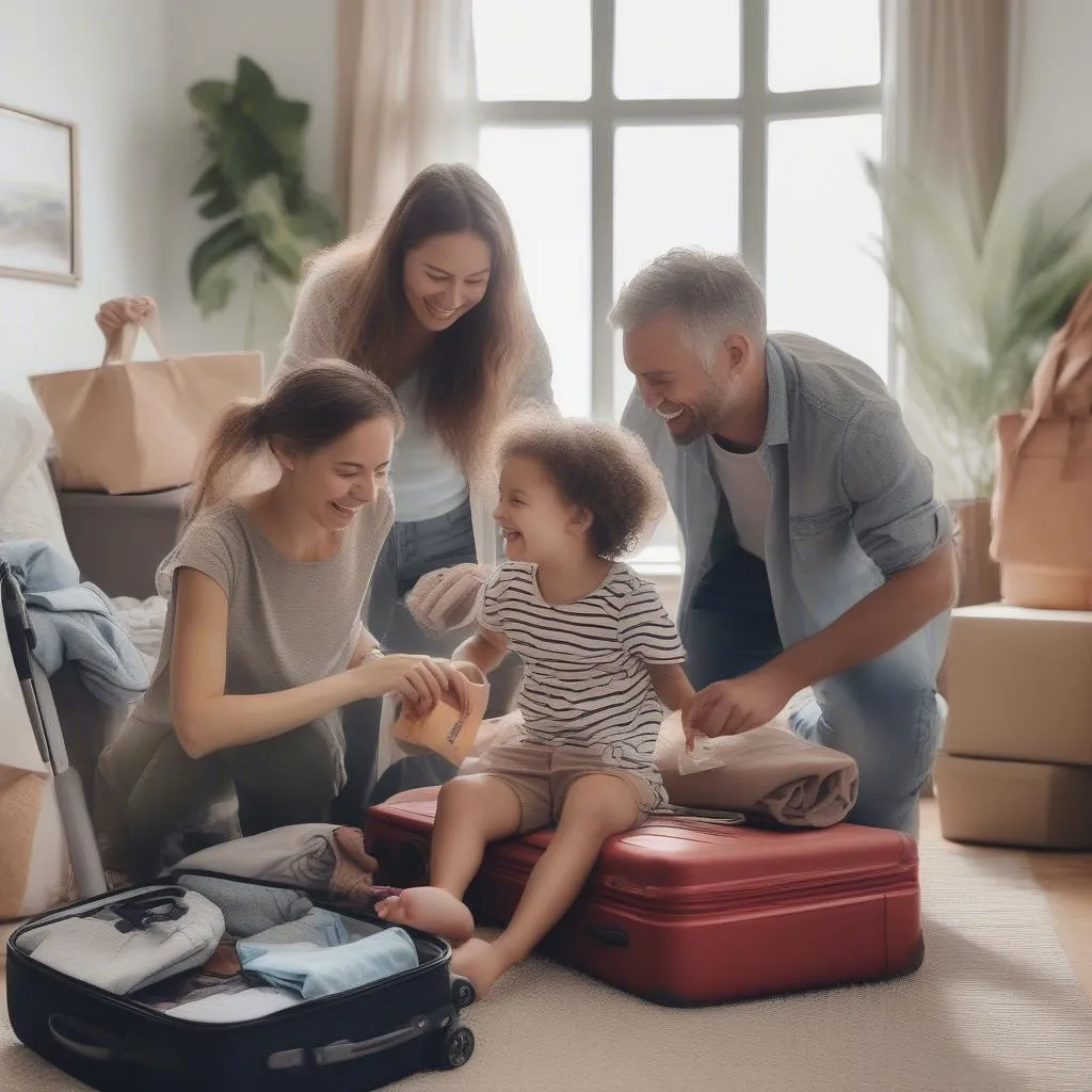 Family Packing Suitcases