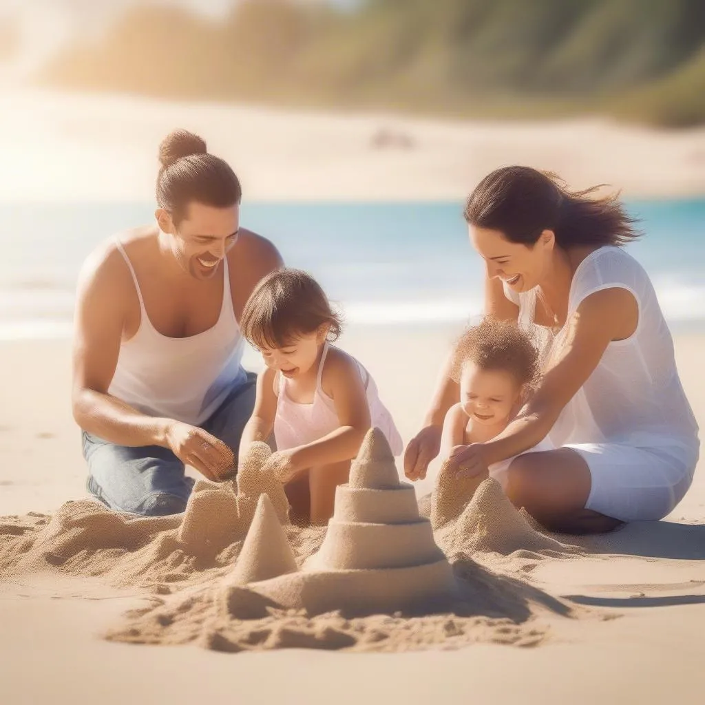 Family enjoying quality time on a beach vacation