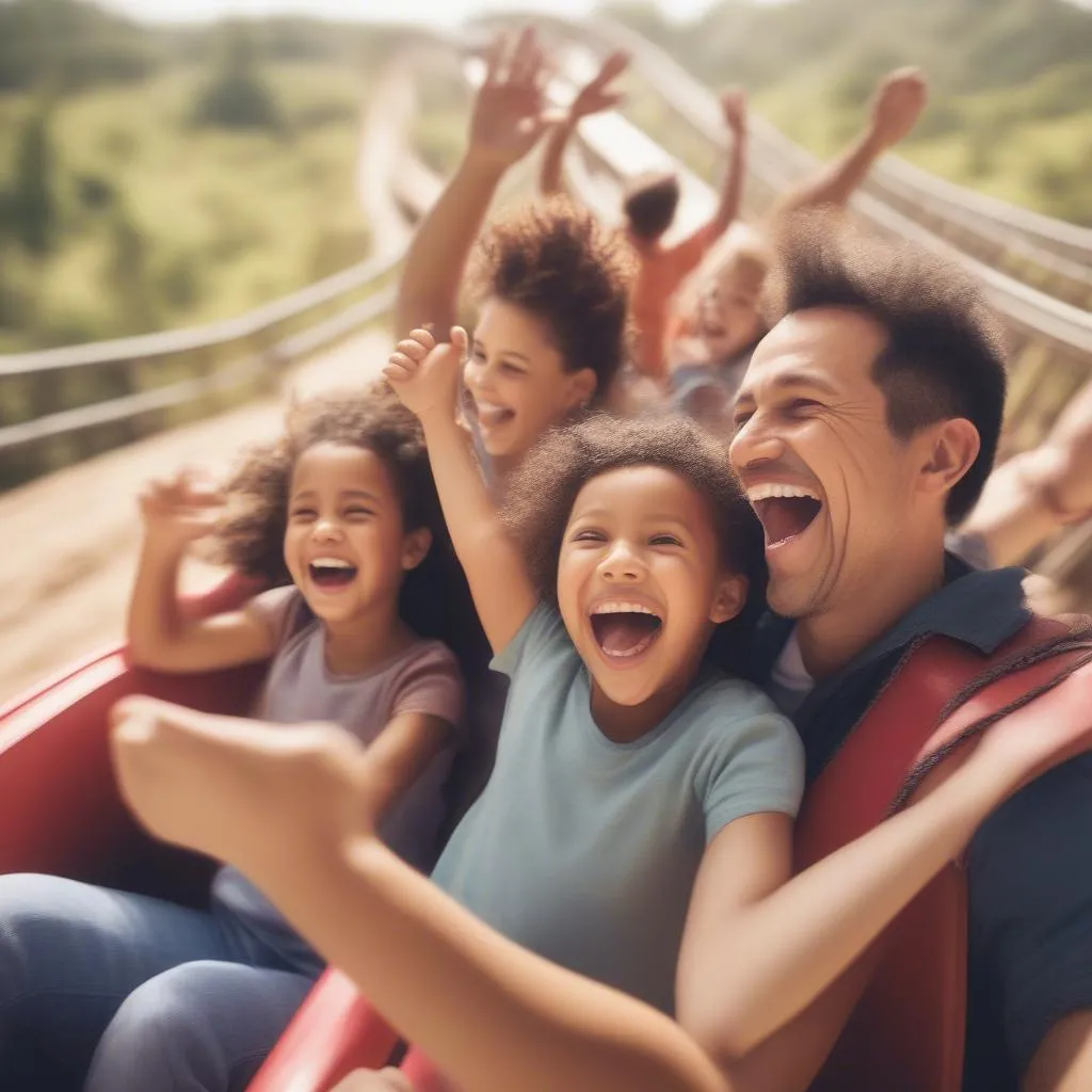 Family enjoying fun at a theme park