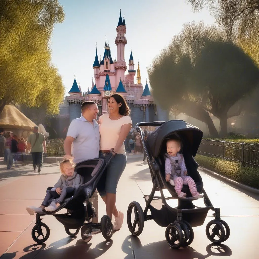 family-travel-stroller-disneyland