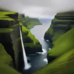 Faroe Islands dramatic cliffs and waterfalls