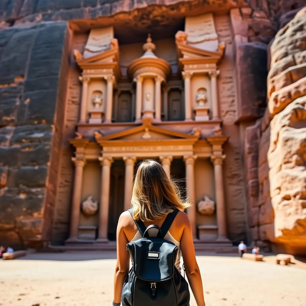 Female Traveler Exploring Petra in Jordan