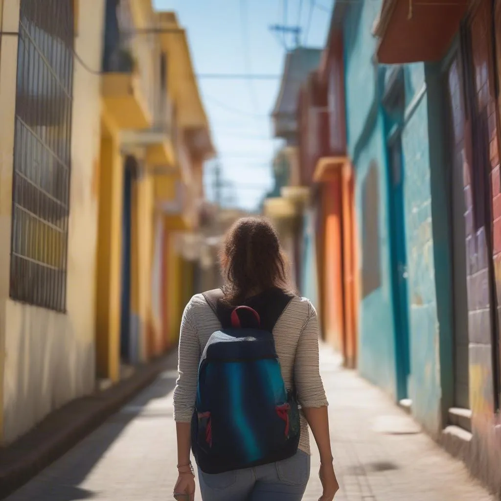 Solo female traveler exploring Valparaiso