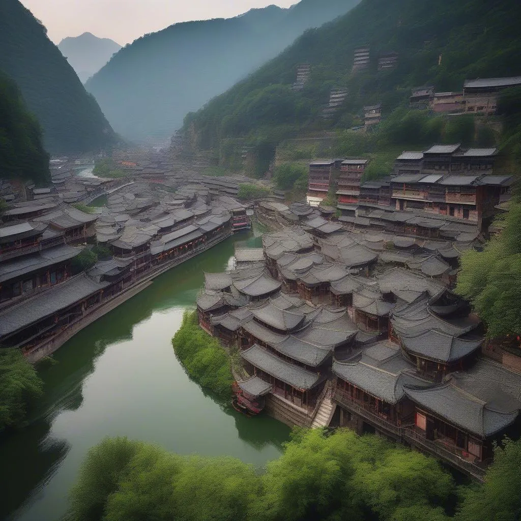 Aerial View of Fenghuang Ancient Town