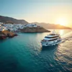 Ferry sailing from Athens to Santorini