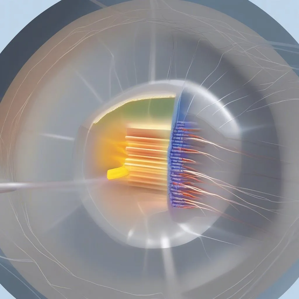 Fiber optic cable transmitting light