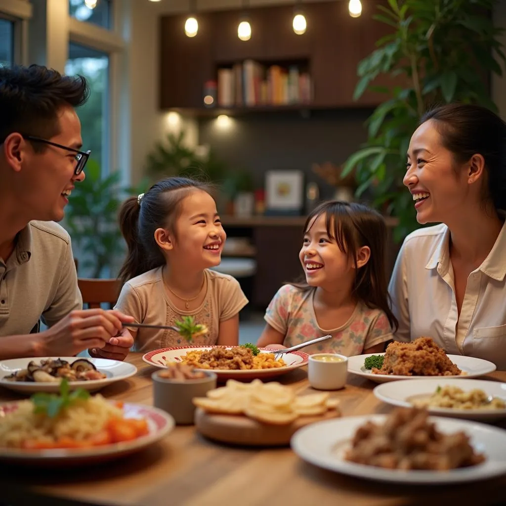 Filipino family sharing a traditional meal