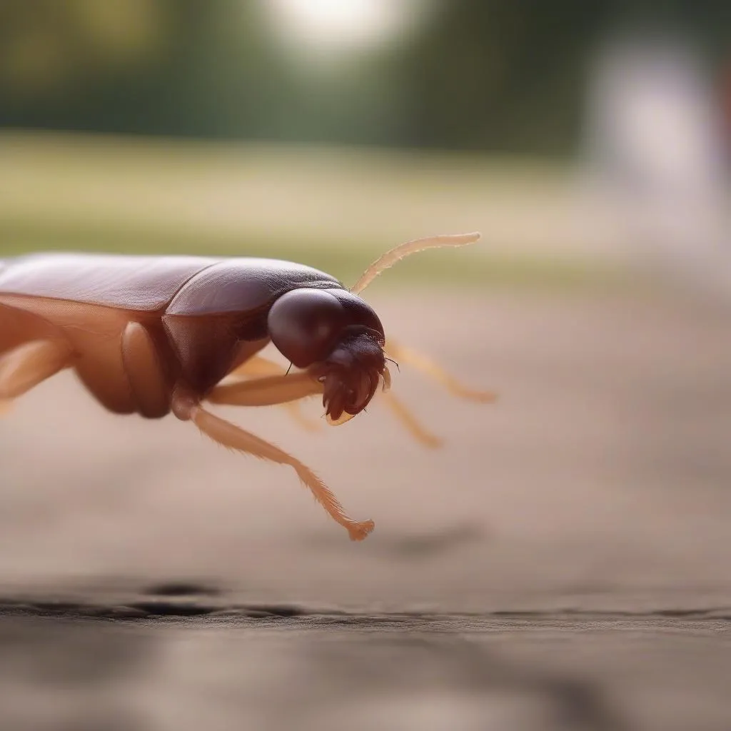 Flea Jumping on Human Skin