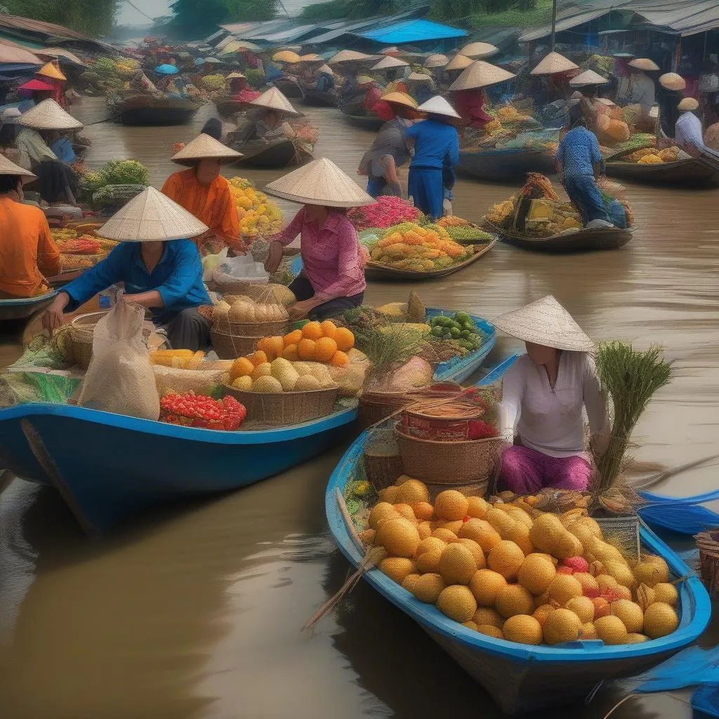 Mekong Delta Floating Market During Tet