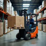 Forklift in action at a Hanoi warehouse