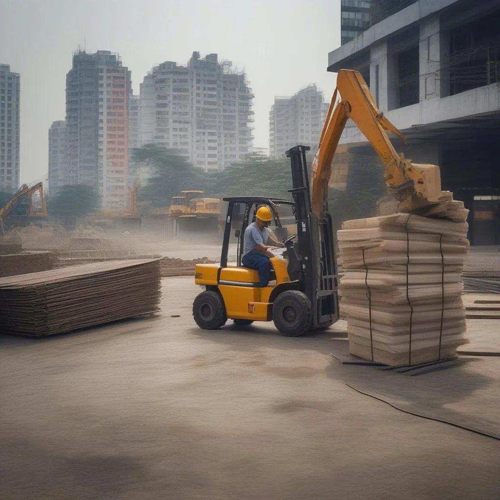 Forklift operator on a Hanoi construction site