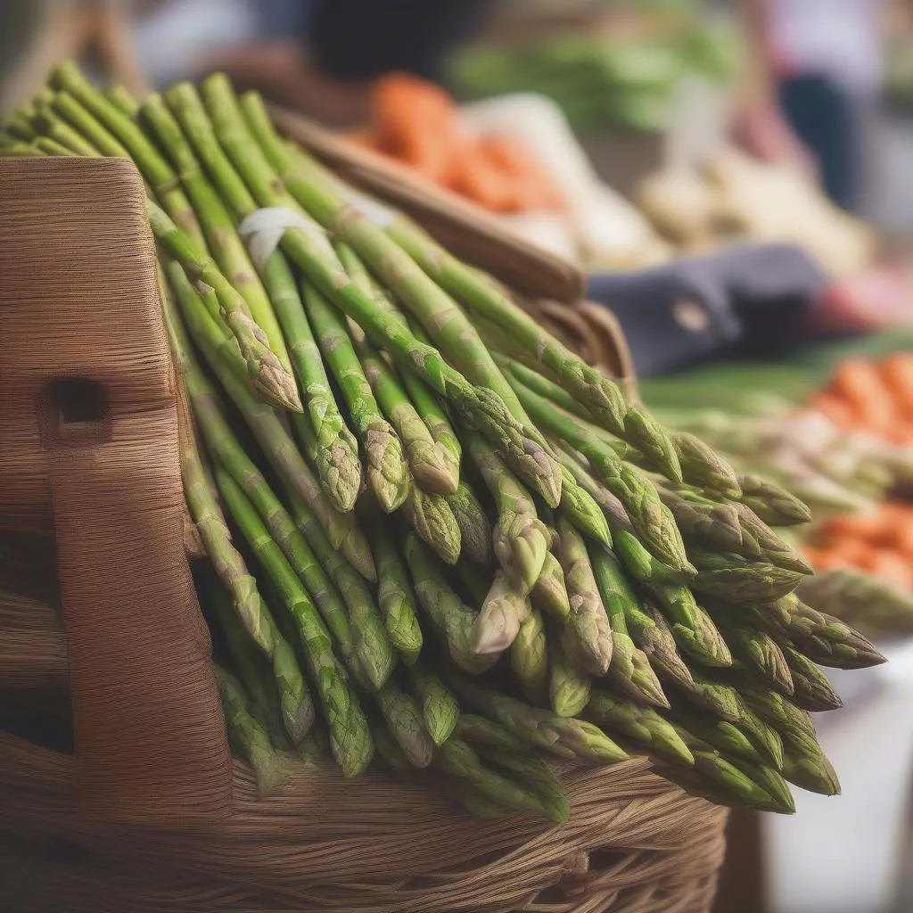 Fresh Asparagus at a Farmers Market