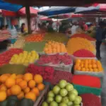 Stacks of fresh dac fruit for sale at a local market in Nha Trang