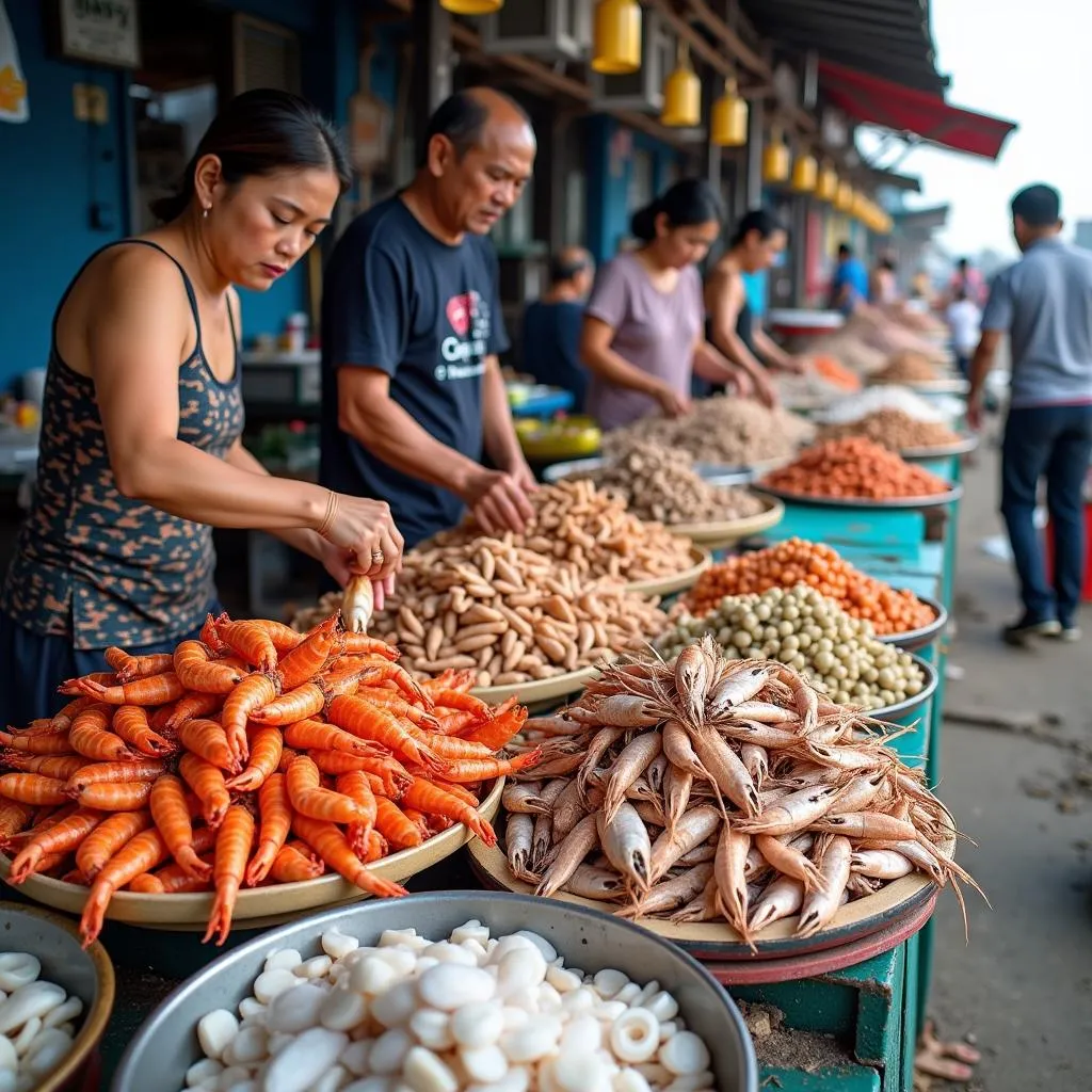 Vibrant seafood market in Phan Thiet