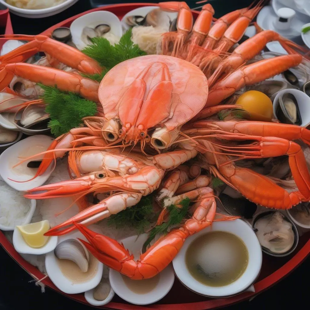 Fresh seafood platter at a Vung Tau restaurant