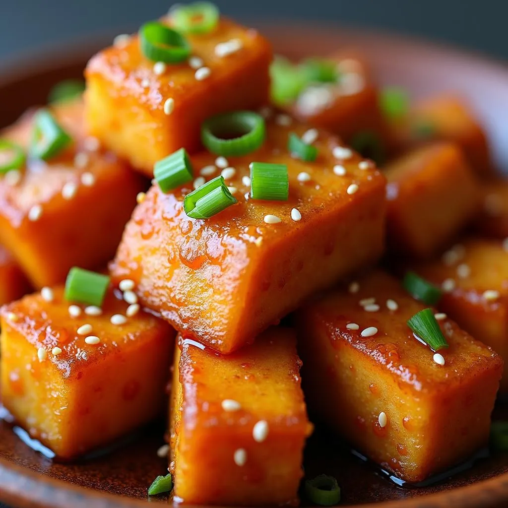 Fried Tofu with Sweet and Sour Sauce