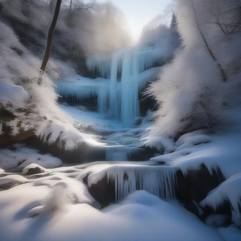 Frozen Waterfall in Winter Wonderland