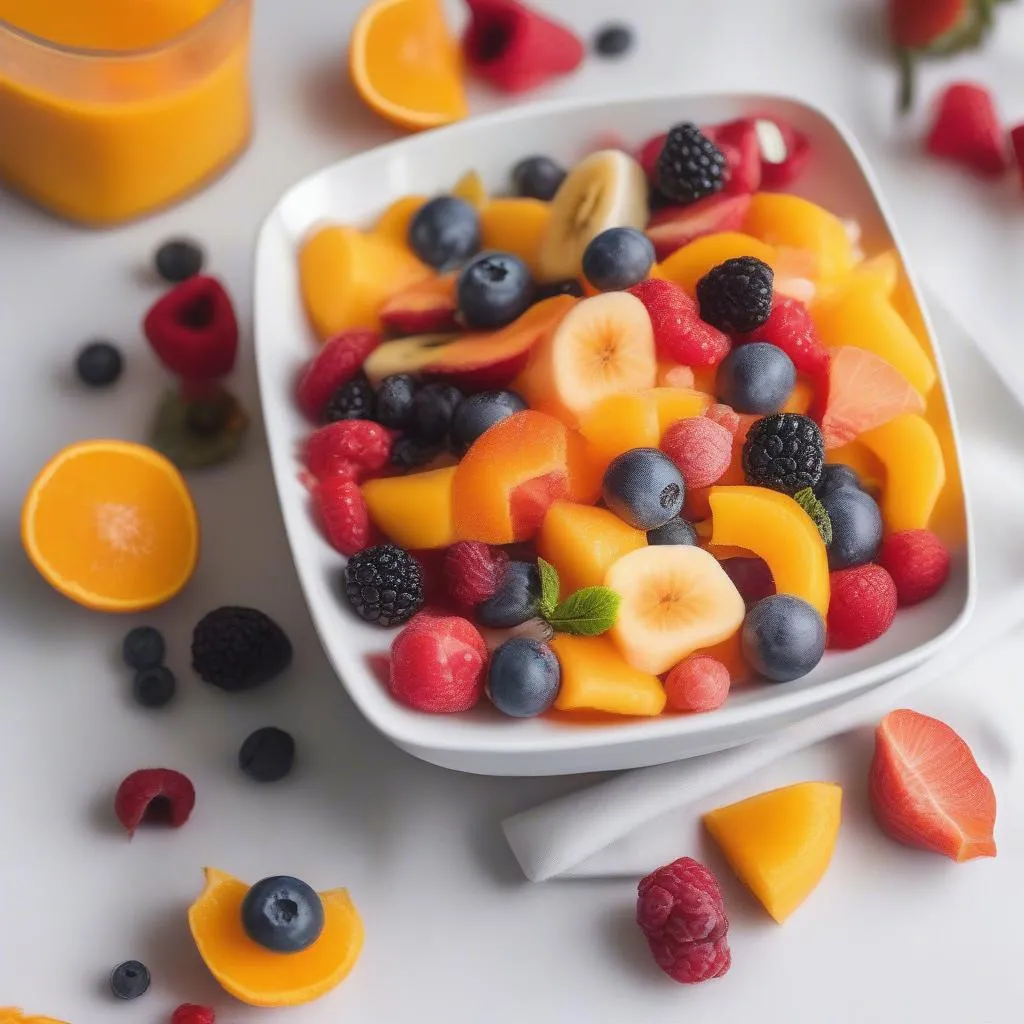 A colorful fruit salad in a bowl