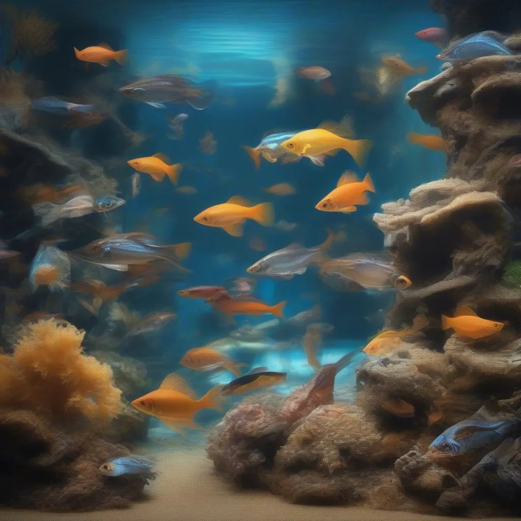 Fry Feeding Frenzy in Aquarium 