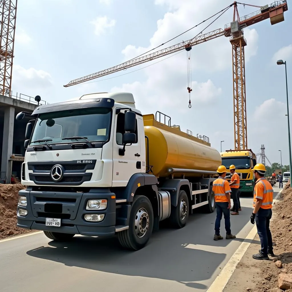 Fuel tanker truck delivery