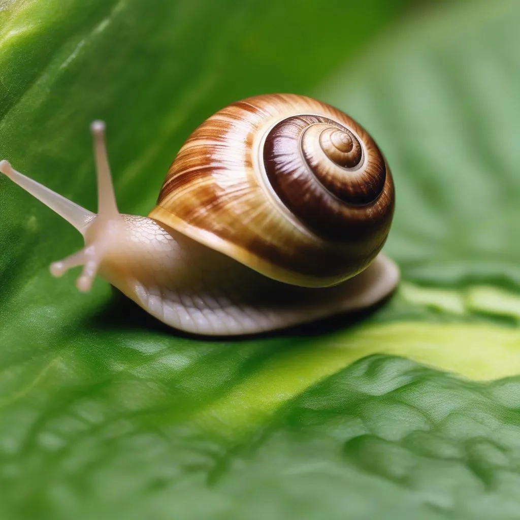 Garden Snail on a Leaf