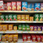 Gelatin Packages on Supermarket Shelf