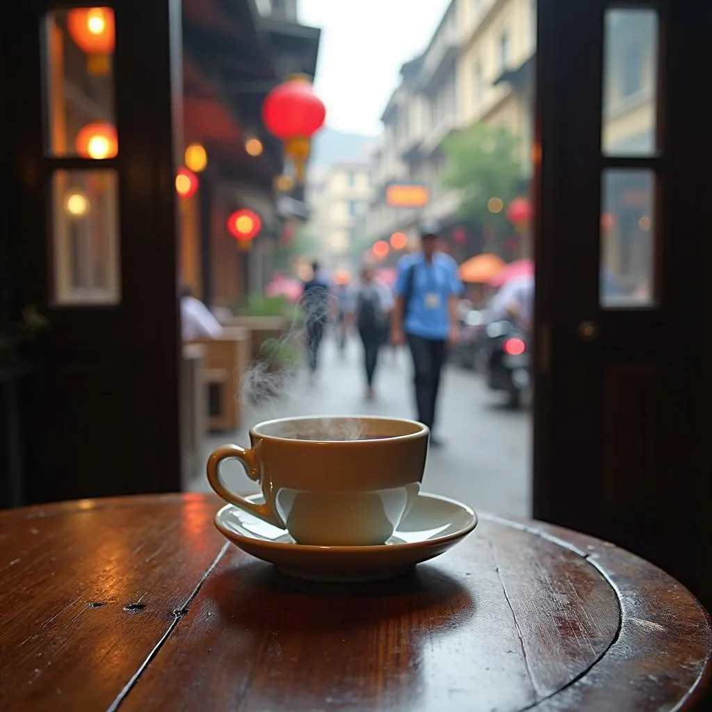 Steaming ginger tea in a traditional teahouse in Hanoi's Old Quarter