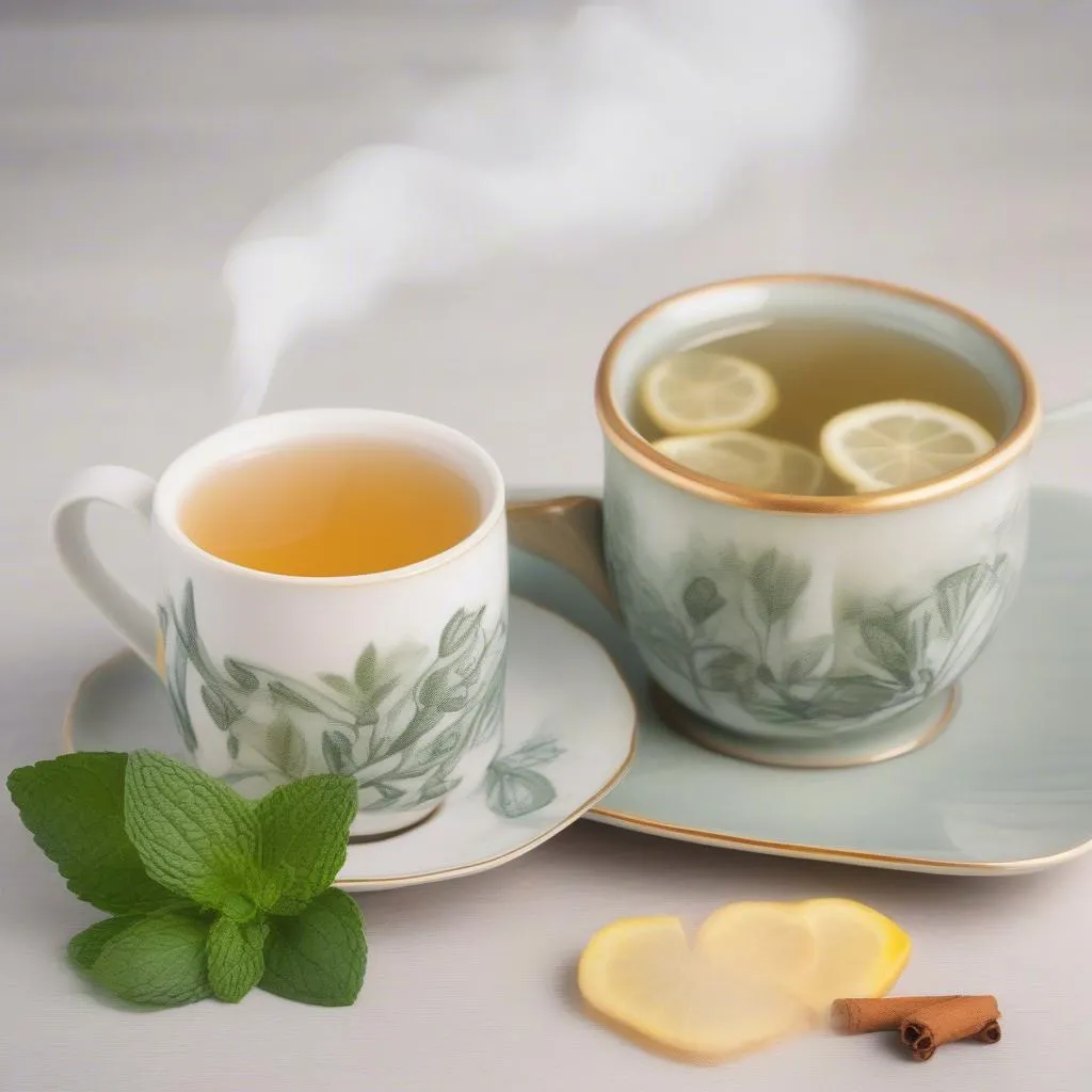 Herbal tea with ginger and peppermint