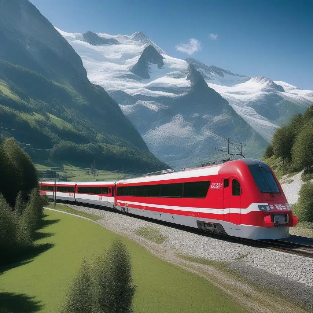 Scenic Train Ride through Swiss Alps