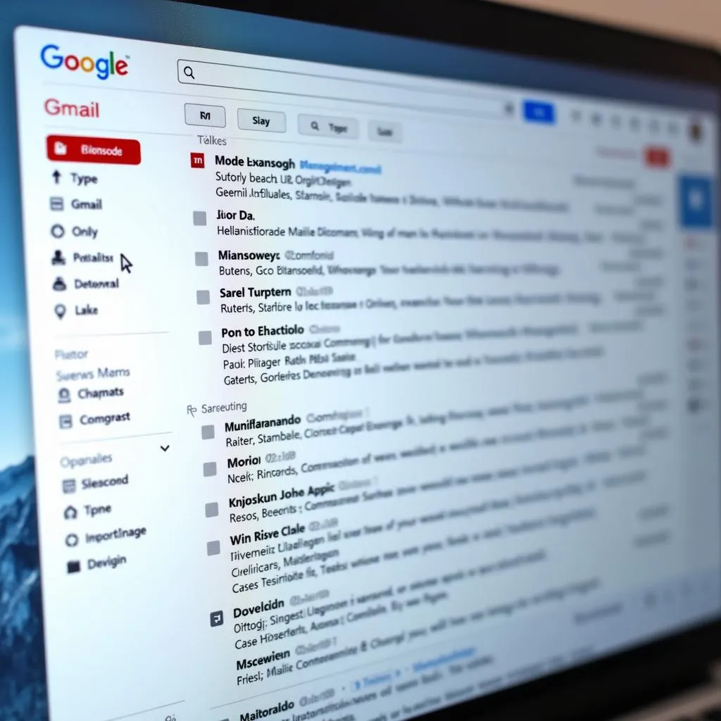 Gmail inbox displayed on a computer screen