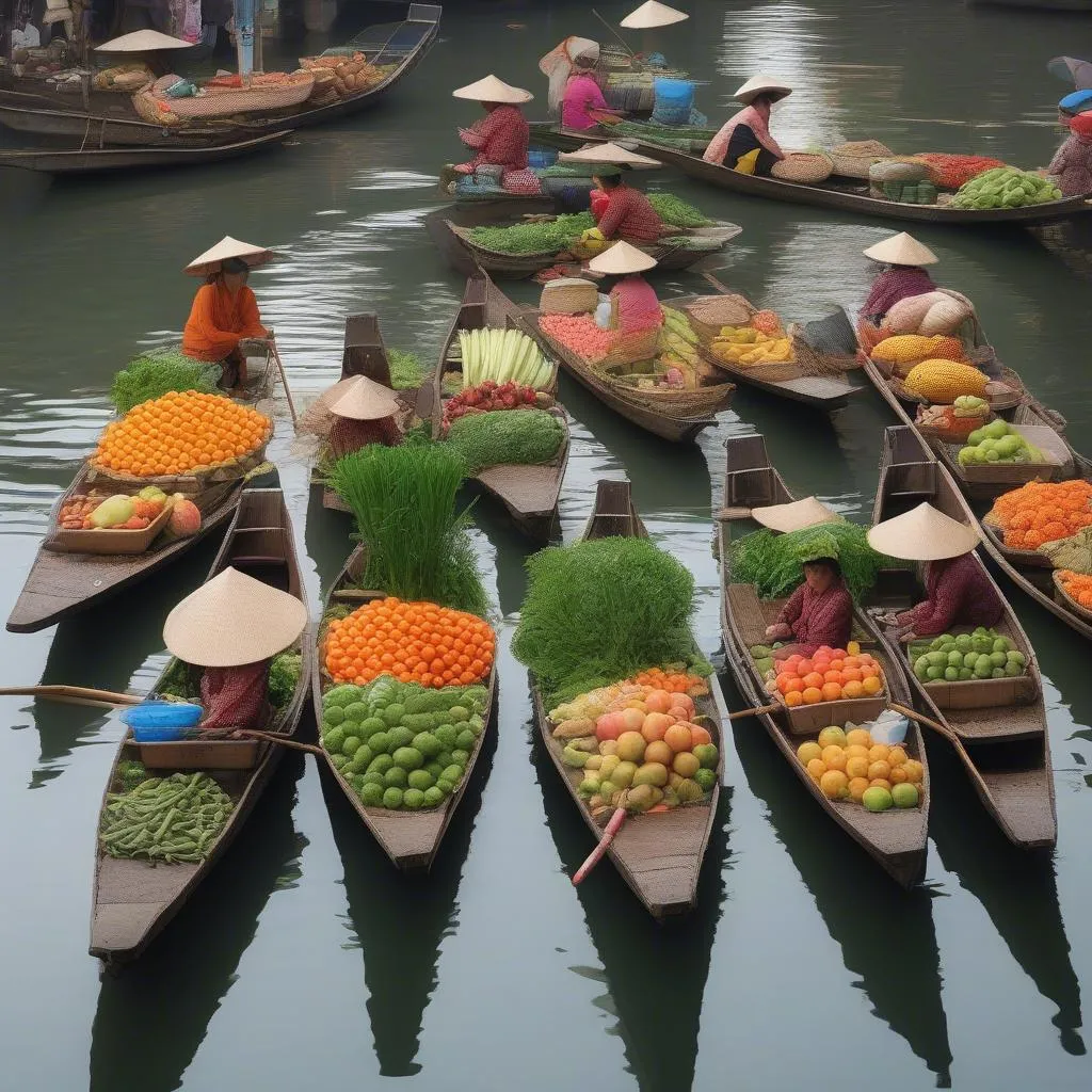 Floating market in Go Cong