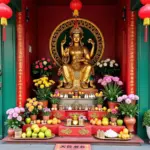 God of Wealth altar in a business in Hanoi