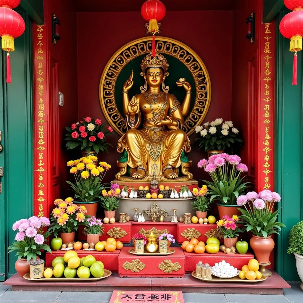 God of Wealth altar in a business in Hanoi