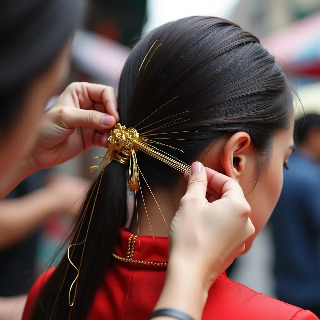 Golden Thread Hair Extensions in Hanoi