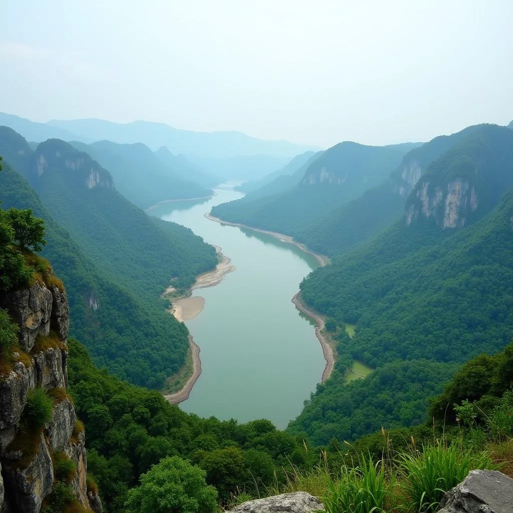 Scenic view of the Mekong River at the Golden Triangle