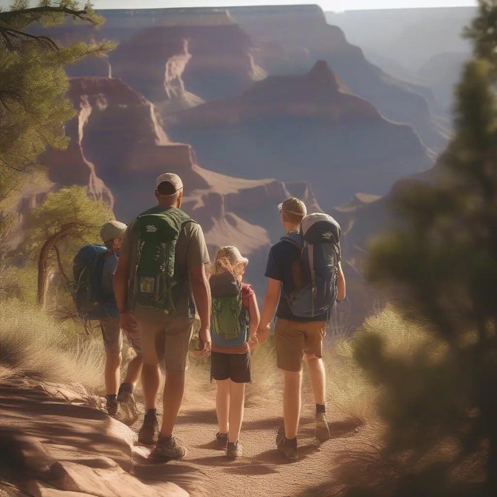 Family Hiking Grand Canyon