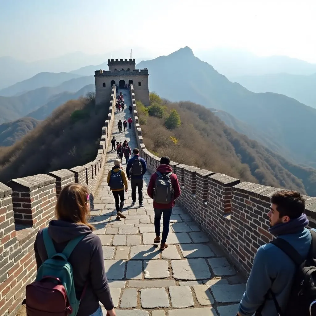 Travelers on the Great Wall of China