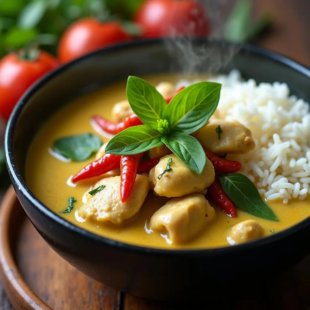 Green curry with chicken