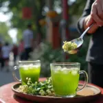 Green tea with jasmine flowers in Hanoi