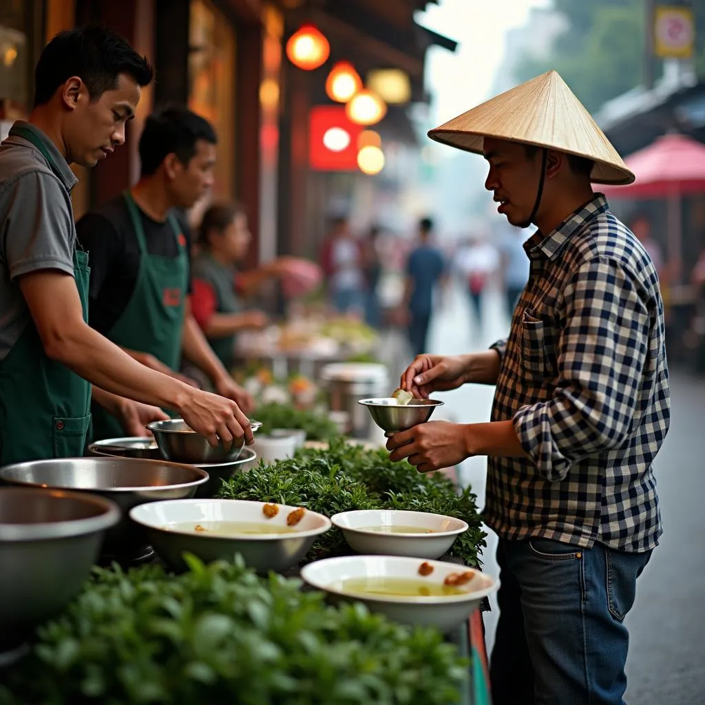 Vietnamese green tea street vendor