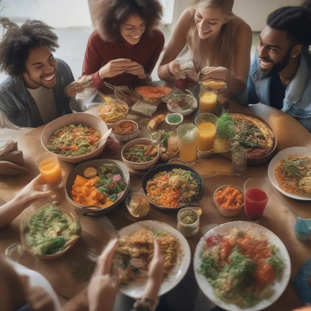 Friends Sharing a Vegan Meal