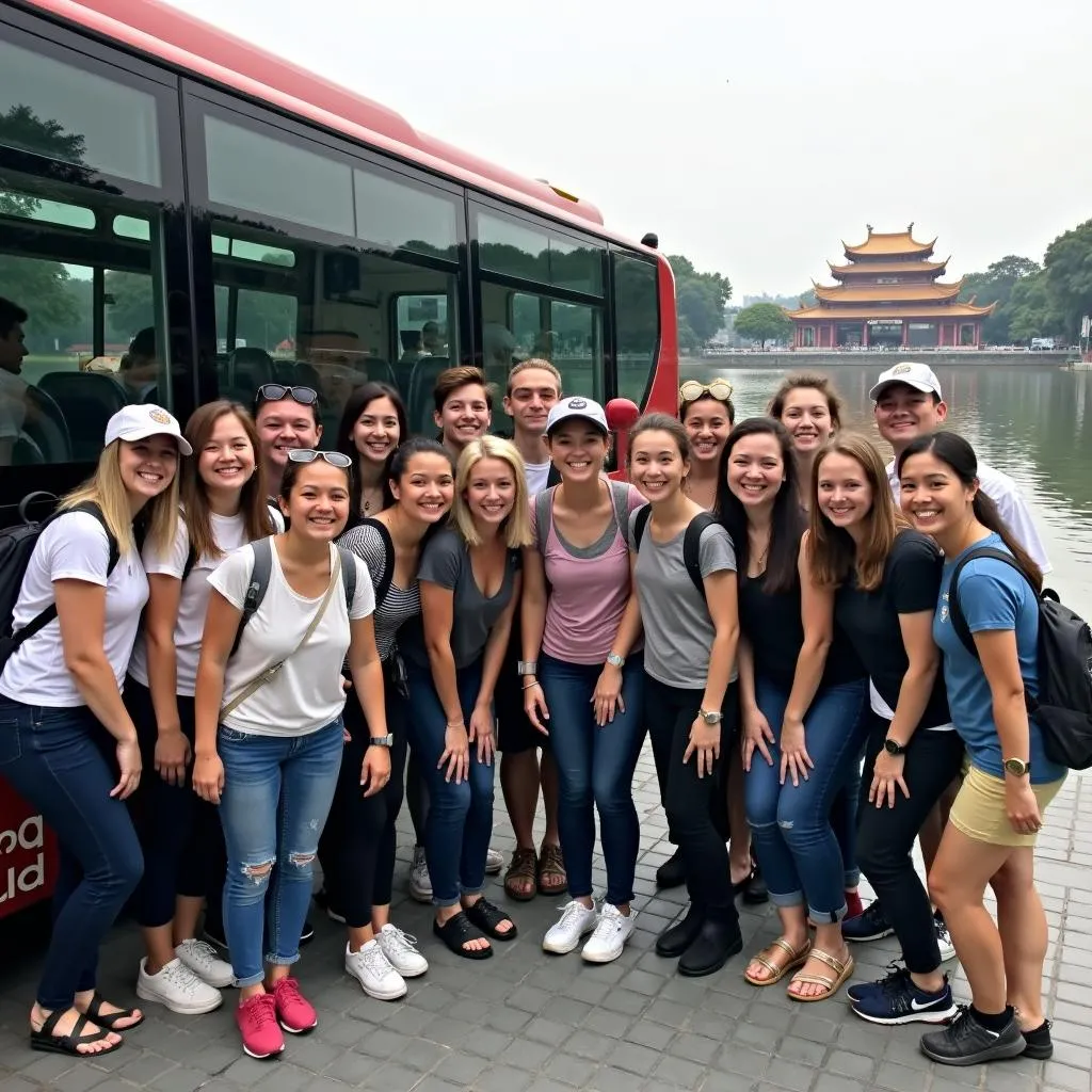 Group of Tourists in Hanoi