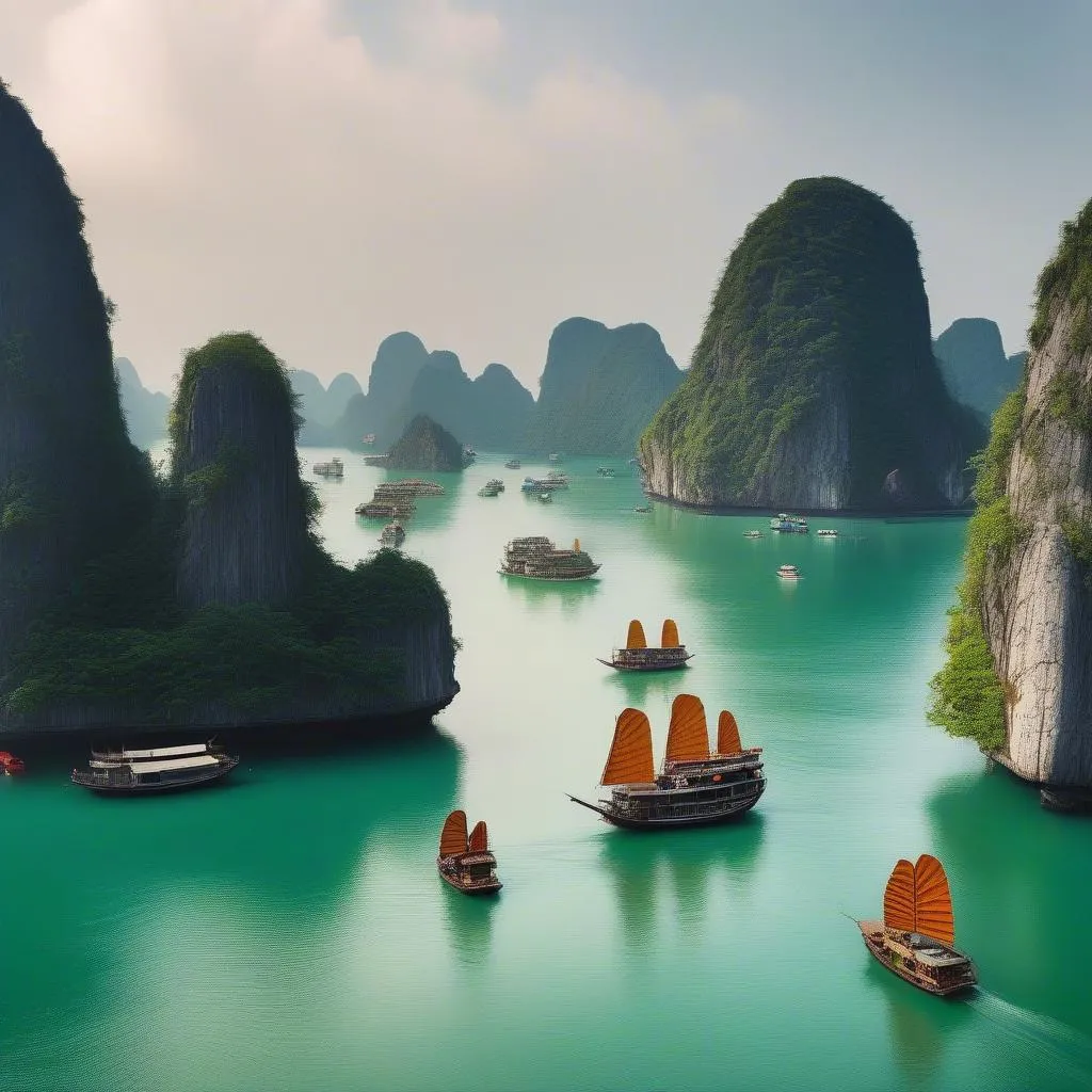 Scenic view of Ha Long Bay